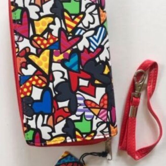 Romero Britto Wristlet clutch wallet and coin Pouch : HEARTS -  New Auth… - Picture 2 of 7